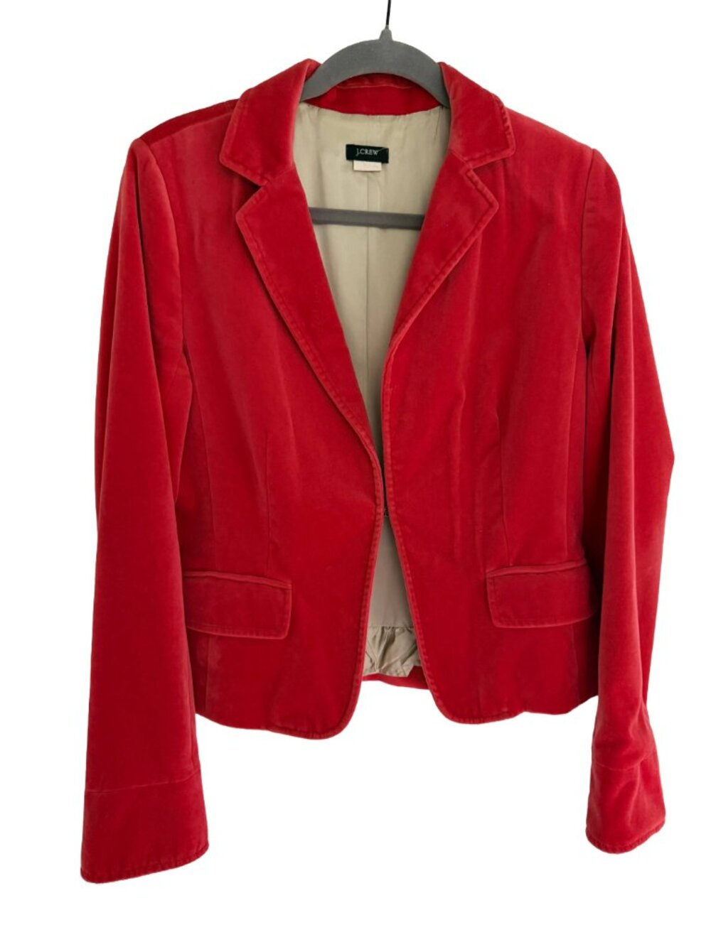 J. Crew Red Cotton Velvet Fitted Blazer Size 10